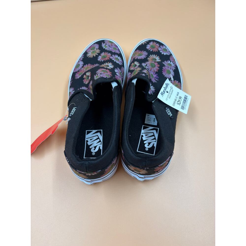 Vans Black Floral Daisy Slip-On Sneakers Size 9.5 NWT